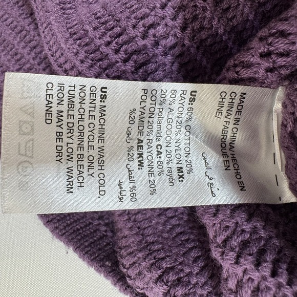 Chicos Sweater Women's Size 2 Large Mauve Purple Ombré 3/4 Sleeve Mock Neck - Picture 10 of 12